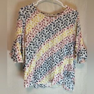 Established 1946 Top White Floral 3/4 Sleeve Shirt Blouse Soft Womens 18/20W